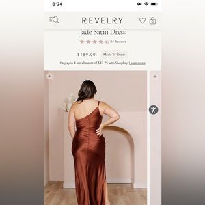 Revelry Jade Satin Dress- Terracotta Rust (extra length) Worn Once